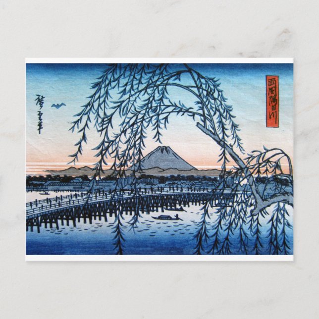 Ukiyo-e Mt. Fuji Japan Postcard (Front)