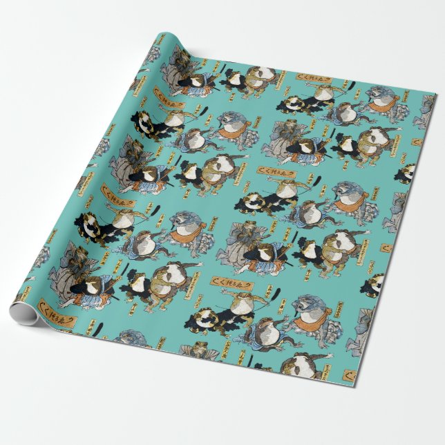 Ukiyo-e print - frogs as Kabuki actors Wrapping Paper (Unrolled)