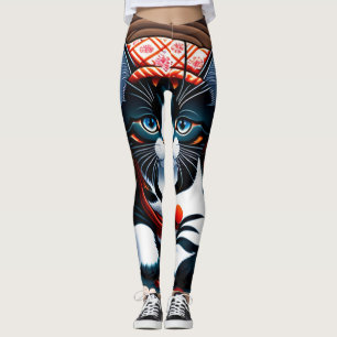 Ukiyo-e Punk city KIMONO Cats Leggings-THE 其の弐 レギ Leggings