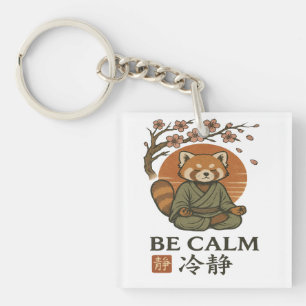 ukiyo-e Red Panda- Be CALM japanese Zen meditation Key Ring