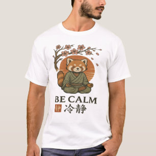 ukiyo-e Red Panda- Be CALM japanese Zen meditation T-Shirt