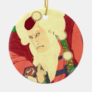 Ukiyo-e Santa Claus Ceramic Tree Decoration
