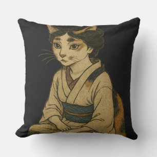 Ukiyo-e style calico cat cover cushion