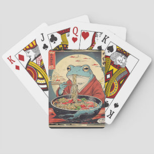 Ukiyo-e Style Frog Eating Ramen Graphic Art Playing Cards