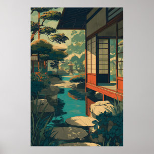 Ukiyo-e Style Japanese Zen Garden Print Tranquil