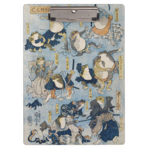 Ukiyo-e Warrior Frogs Antique Japanese Artwork Clipboard