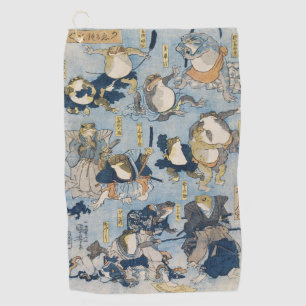 Ukiyo-e Warrior Frogs Antique Japanese Artwork Golf Towel