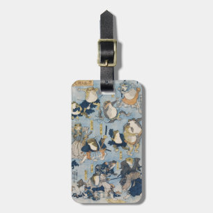 Ukiyo-e Warrior Frogs Antique Japanese Artwork Luggage Tag