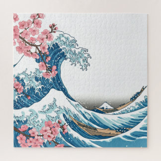 Ukiyo-e Wind Wave and Cherry Blossoms Jigsaw Puzzle