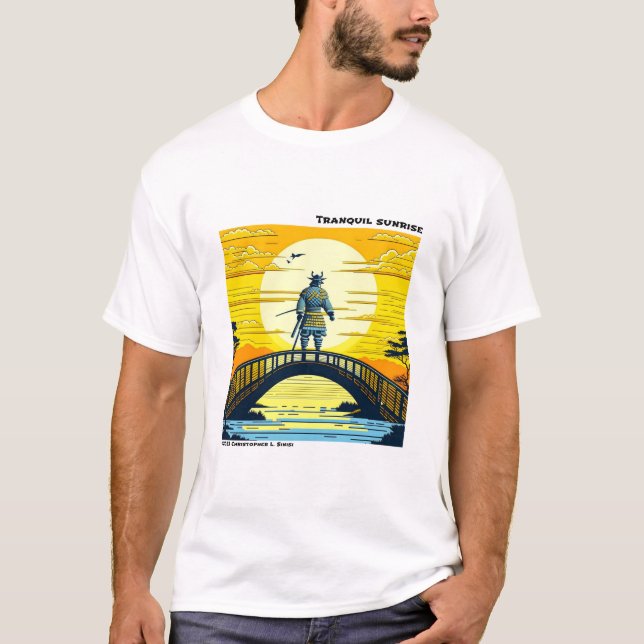 Ukiyo-e yellow and black woodblock nature T-Shirt (Front)