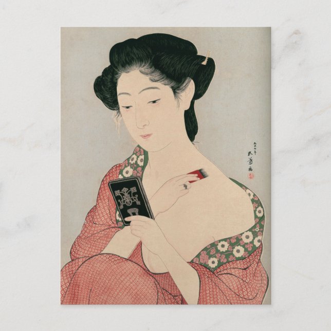 Ukiyoe [Goyo] Woman in make-up Postcard (Front)