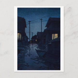 ukiyoe [hasui] A21 Night Rain at Kawarago Postcard