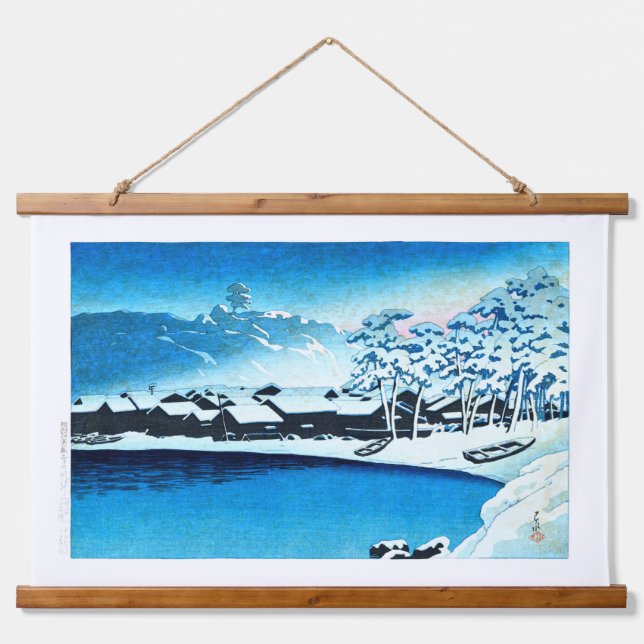 ukiyoe [hasui] C28 Dawn snow at the port of Ogi Hanging Tapestry (Front)