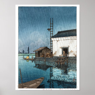 ukiyoe - hasui - m02 - Ushibori in rain - Poster