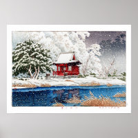 ukiyoe - hasui - m06 - Snow at Shrine Entrance - 