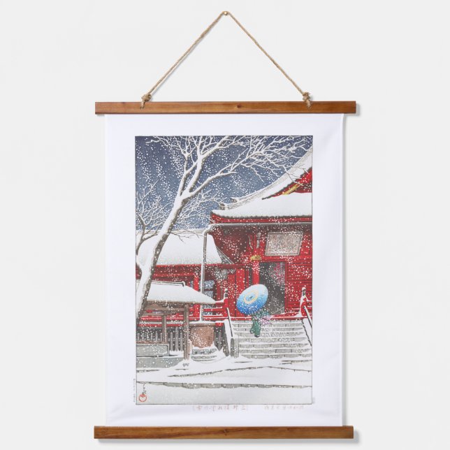 ukiyoe - hasui - m09 - Snow at Ueno Kiyomizudo -  Hanging Tapestry (Front)