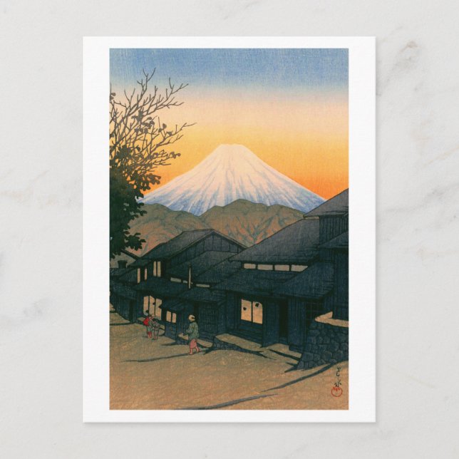 ukiyoe hasui No53 Mt. Fuji seen from Yui-cho Postcard (Front)