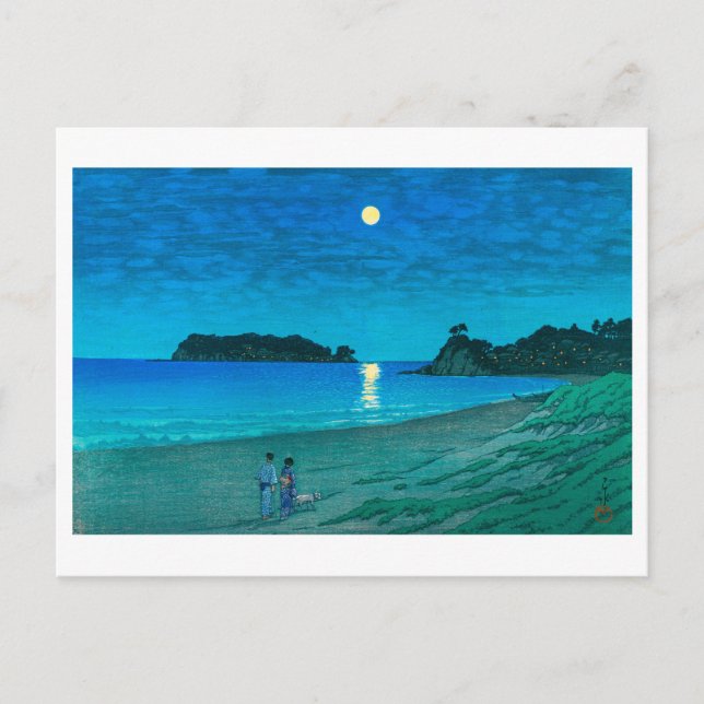 ukiyoe hasui No54 Full moon at Beach Postcard (Front)