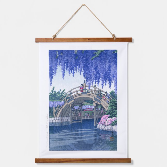 ukiyoe - hasui - No.34 Wisteria at Kameido -   Hanging Tapestry (Front)