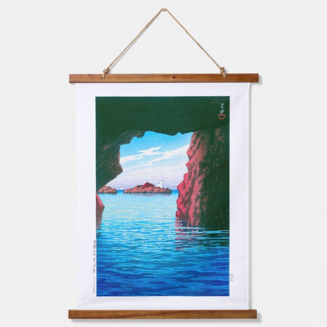 ukiyoe - hasui - No.47 Kojaku Cavern, Oga … Hanging Tapestry (Front)