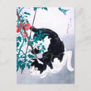 Ukiyoe [komei] 02 Cat with tomato plant Postcard