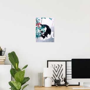 Ukiyoe [komei] 02 Cat with tomato plant Poster