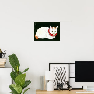 Ukiyoe [komei] 03 White cat Poster