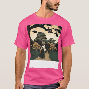 Ukiyoe Serenity A Graceful Stroll by Japan Castle T-Shirt