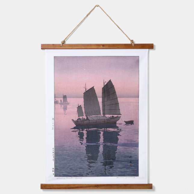 ukiyoe - Yoshida - 12 - Sailing Boats-Evening -  Hanging Tapestry (Front)