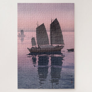 ukiyoe - Yoshida - 12 - Sailing Boats-Evening -  Jigsaw Puzzle