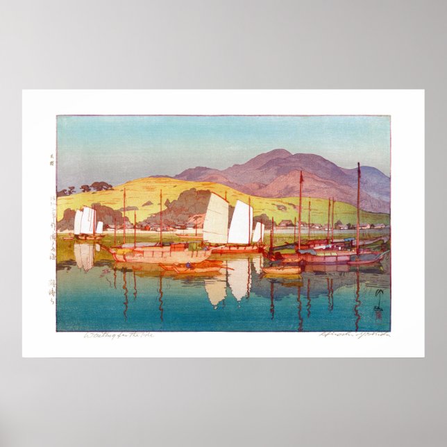 ukiyoe - Yoshida - 17 - Waiting for the Tide -  Poster (Front)