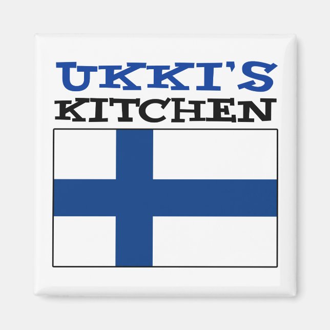 Ukki's Kitchen With Flag Of Finland Magnet (Front)