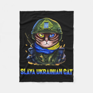 Ukrai.nian Cat Army Fight For Ukra.ine Peace Suppo Fleece Blanket
