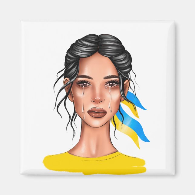 Ukrain Stop War Black Hair Magnet (Front)