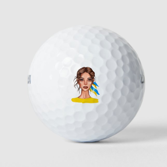 Ukrain Stop War Brown Hair Golf Balls (Front)