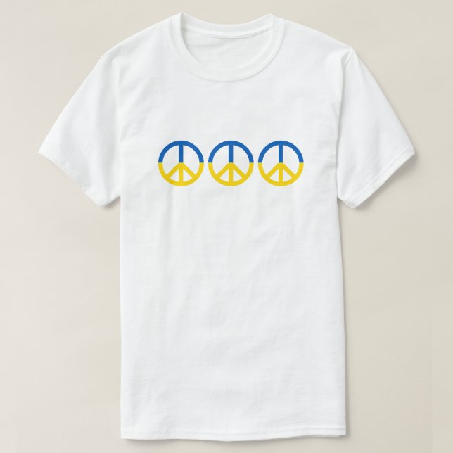 Ukraine 3 Peace Signs Blue Yellow Flag T-Shirt (Design Front)