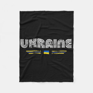 Ukraine 70s 80s Retro Type Flag Graphic  Fleece Blanket