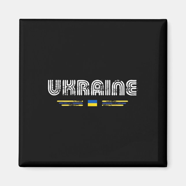 Ukraine 70s 80s Retro Type Flag Graphic  Magnet (Front)