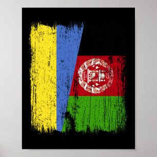 Ukraine Afghanistan Half Flag Ukrainian Afghan Her Poster
