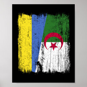 Ukraine Algeria Half Flag Ukrainian Algerian Herit Poster
