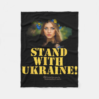 Ukraine Allegorical Figure Woman Slogan Stand With Fleece Blanket