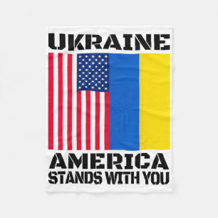 Ukraine America Stands With You American Support  Fleece Blanket