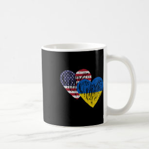 Ukraine American Flag Love Heart Coffee Mug