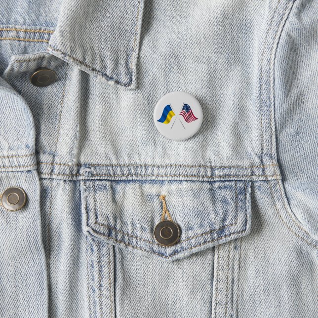 Ukraine and American Flag button (In Situ)