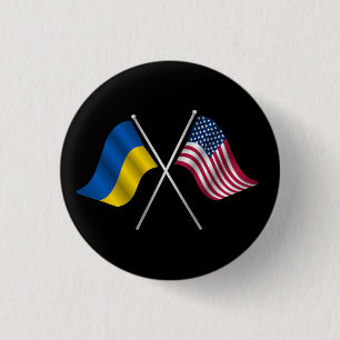 Ukraine and American Flag button