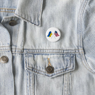 Ukraine and American Flag button