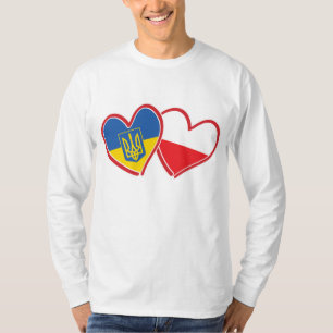 Ukraine and Poland Flag Hearts T-Shirt