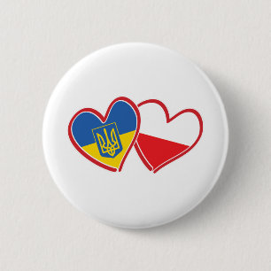 Ukraine-and-Polish-Flag 6 Cm Round Badge