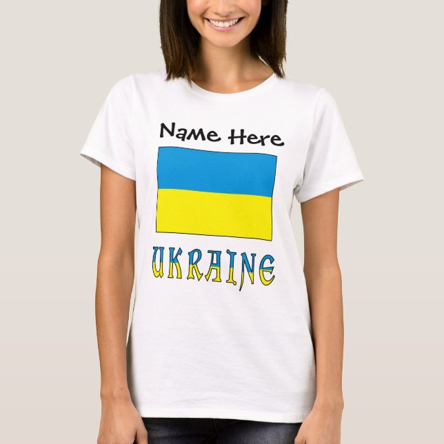 Ukraine and Ukrainian Flag Personalised  T-Shirt (Front)