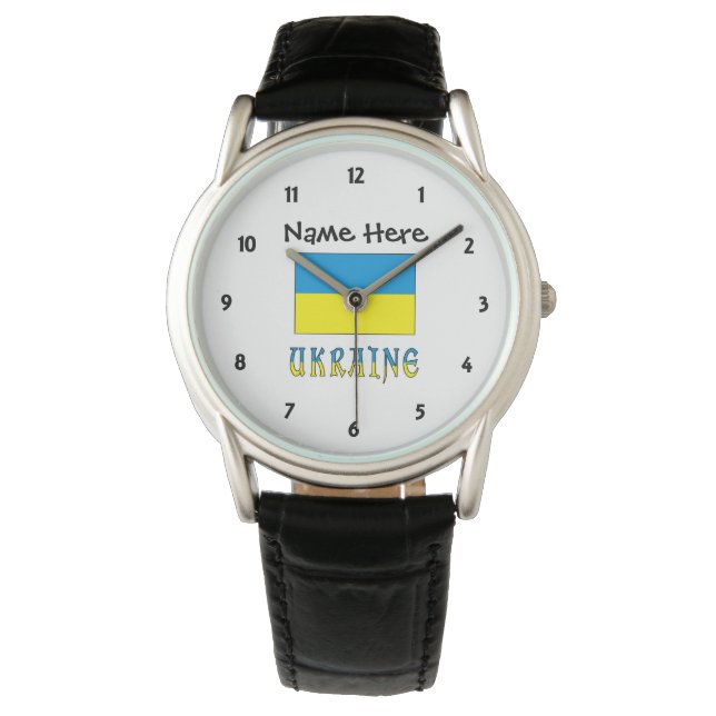 Ukraine and Ukrainian Flag Personalised  Watch (Front)